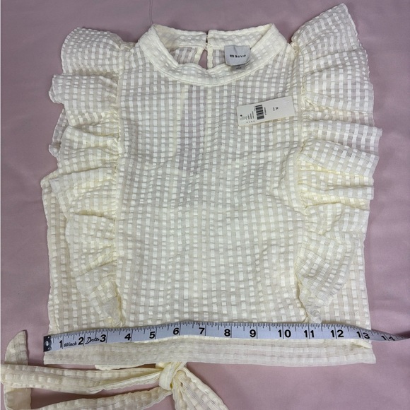 Anthropologie Cream Ruffle Blouse - Picture 7 of 8